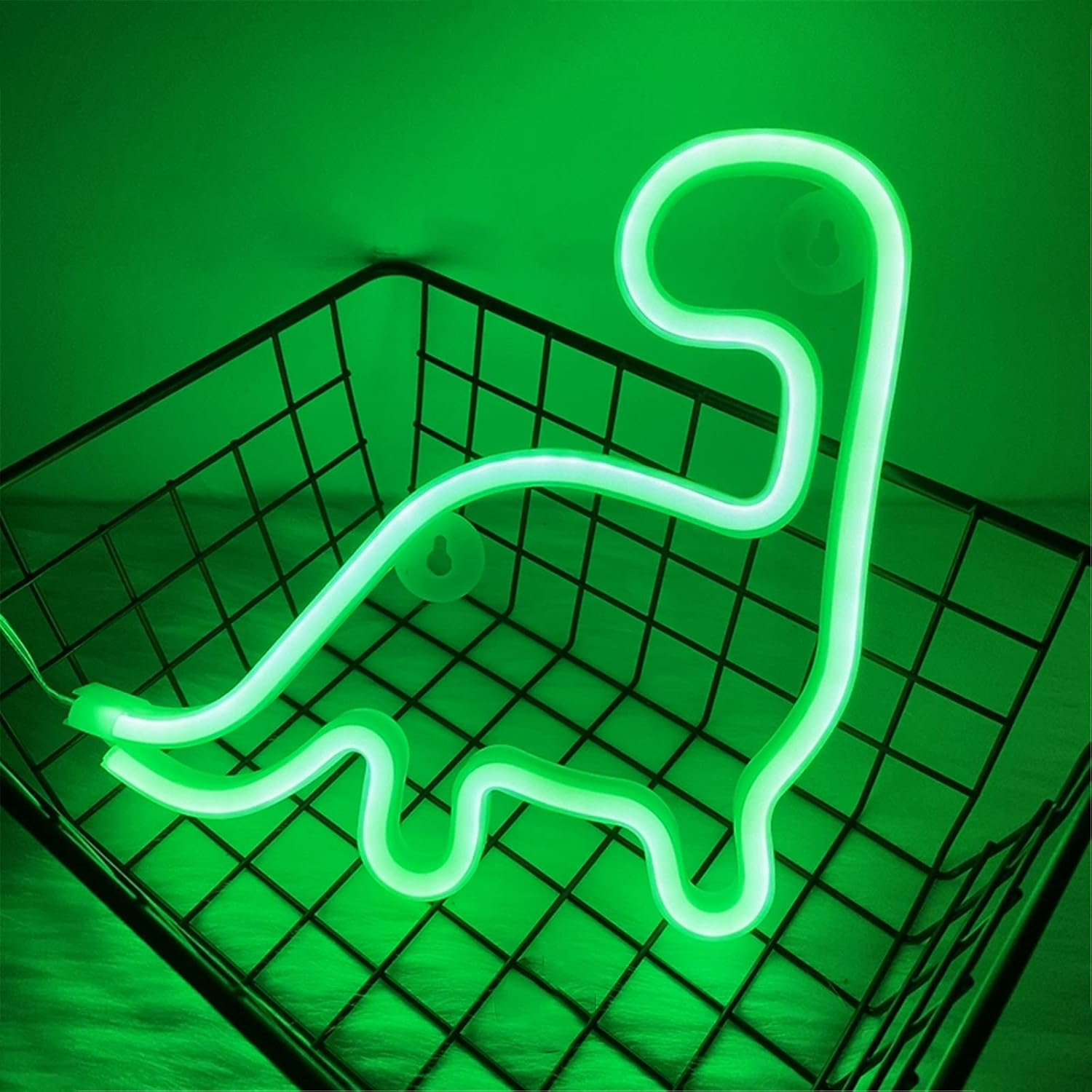 ENUOLI Dinosaur Neon Light Cute LED Neon Sign Green Neon Light Usb&Battery Powered Wall Neon Light Dinosaur Night Light for Kids Bedroom Decor Light up Dinosaur Gifts for Party Xmas Bar image number 5