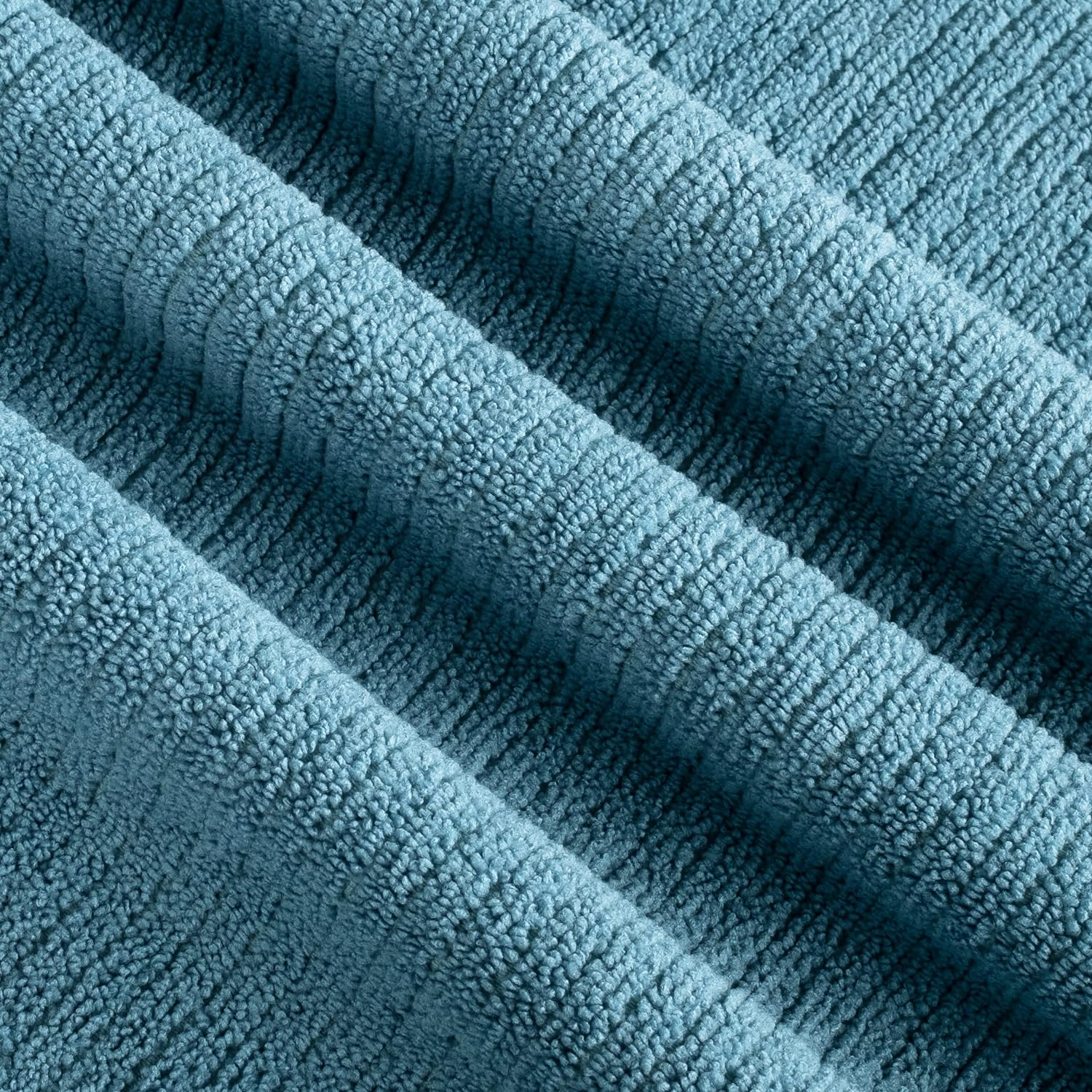 Polyte Premium Microfibre All-Purpose Ribbed Terry Kitchen Dish and Hand Towel (Blue, Gray, Teal, 40X71 Cm) 12 Pack