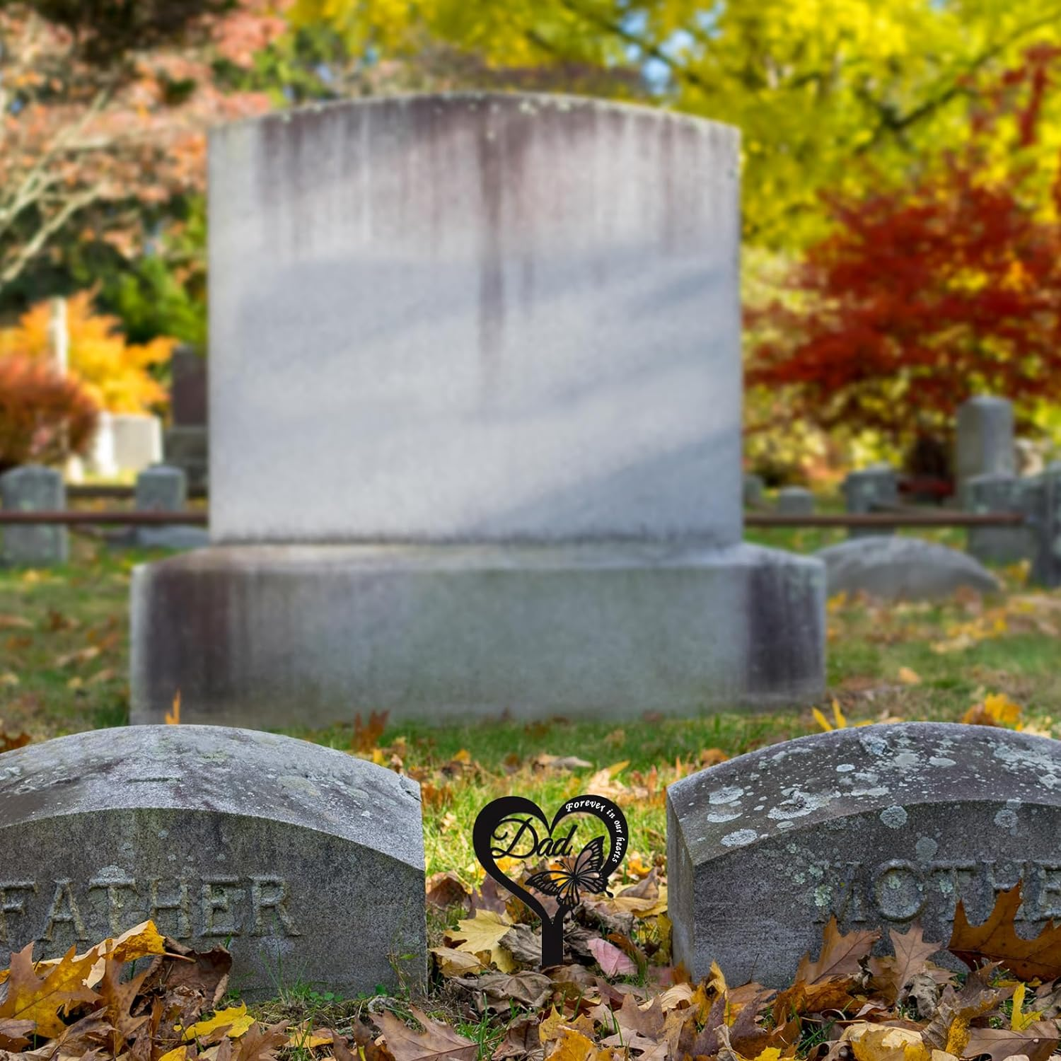 Wesiti Metal Grave Marker Dad Memorial Garden Stake Butterfly Remembrance Plaque Waterproof Sympathy Grave Stake for Loss of Father Outdoors Cemetery image number 5