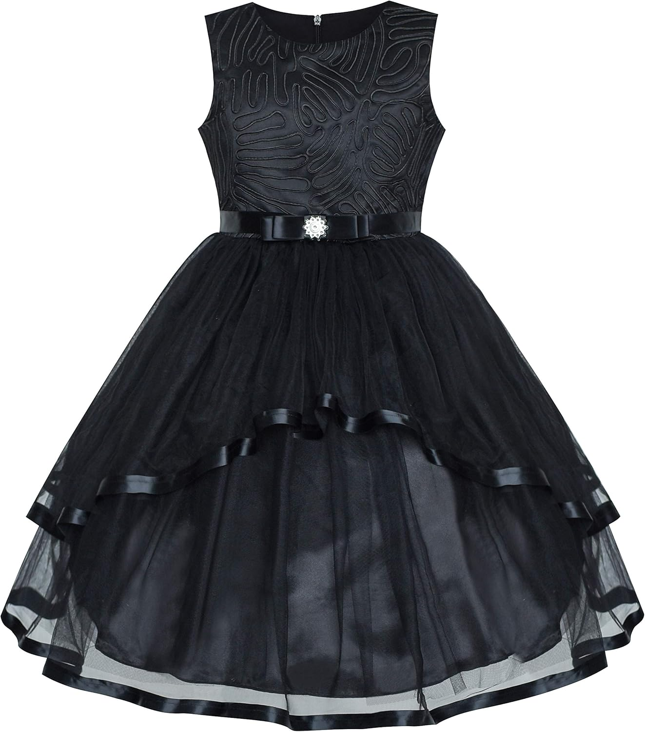 Sunny Fashion Flower Girls Dress Blue Belted Wedding Party Bridesmaid Size 4-12 Years