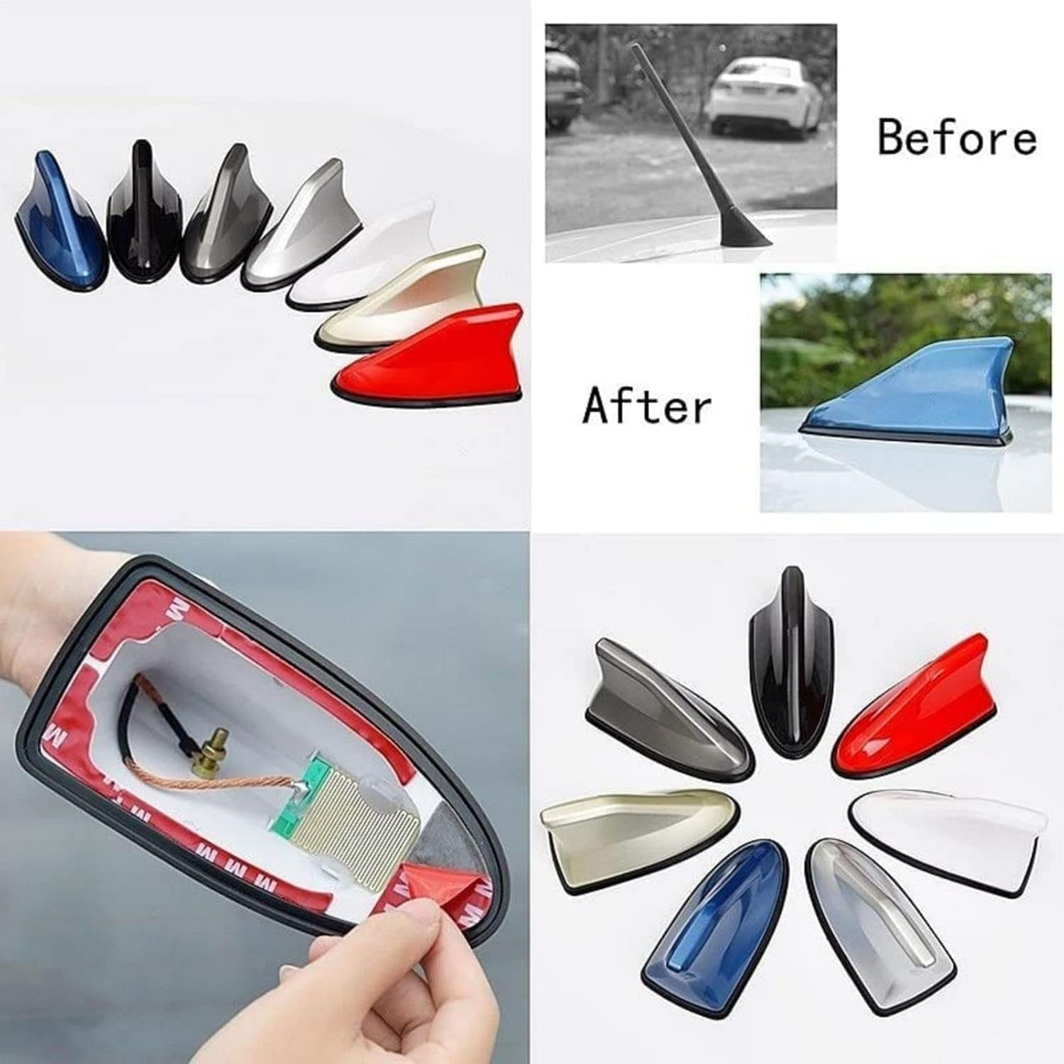 Shark Fin Aerial,Car Aerials, Car Shark Fin Antenna for Audi A1 A3 A4 B6 B8 B9 A3 A5 A6 A7 A8 Q2 Q7 Q3 Q5 R8 S5 S6 S7 S8, AM/FM/DAB Roof Car Radio Car Aerial Mast Enhanced Signal Car Accessories,A (C - C image number 6