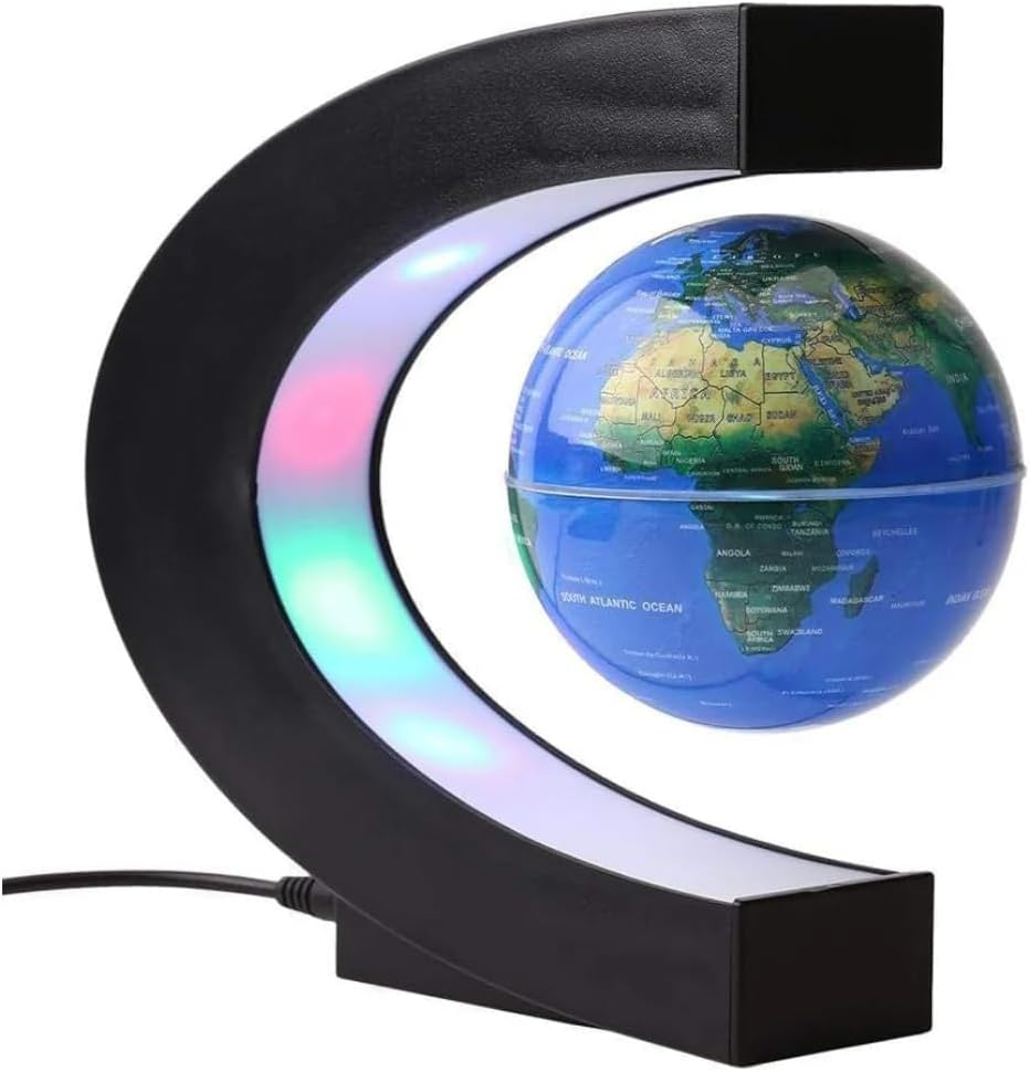 Gominimo Magnetic Levitation Floating Globe with LED Light High-Tech Clear Vision Map Day/Night Mode, Blue image number 2