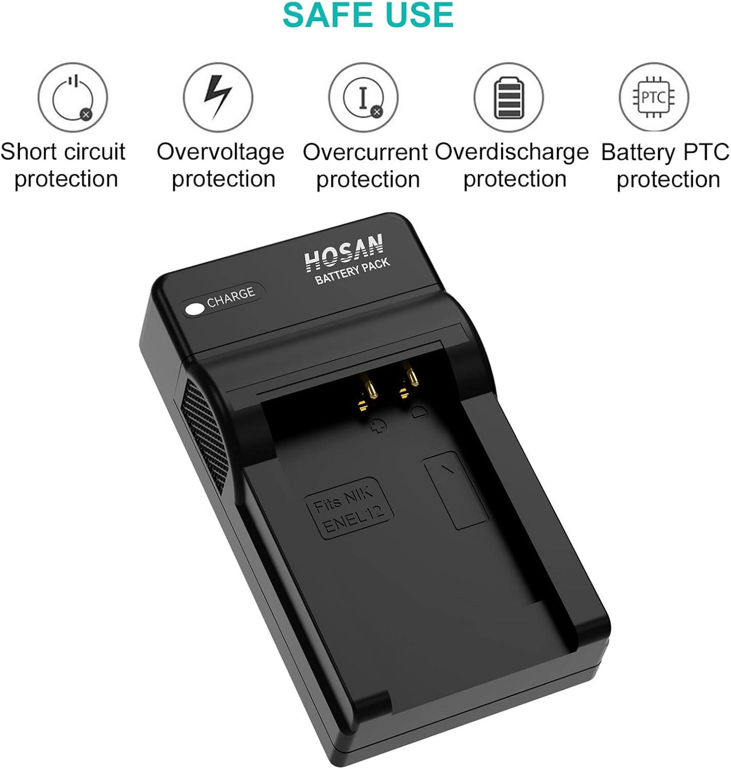 EN-EL12 Replacement Battery (2-Pack) and USB Charger for Nikon EN-EL12 and Nikon Coolpix A900 A1000 AW100 Aw100S AW110 Aw110S AW120 P330 P340 S310 S70 S610 S620 S630 S640 image number 6