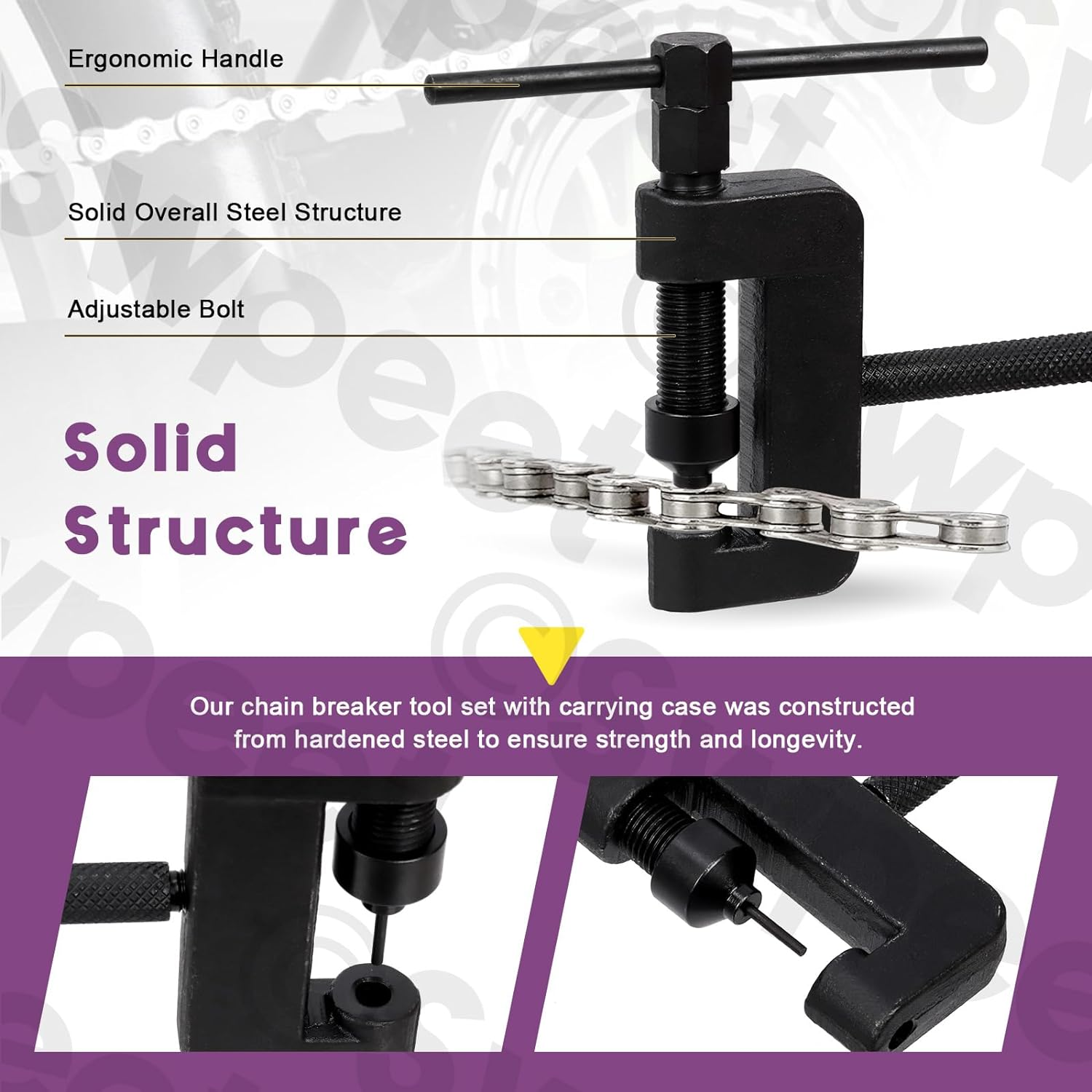 Swpeet 13Pcs Motorcycle Chain Breaker with Carrying Case Assortment Kit, Chain Cutter and Riveter Chain Removal Tool Chain for Motorcycle, Bike, ATV image number 3