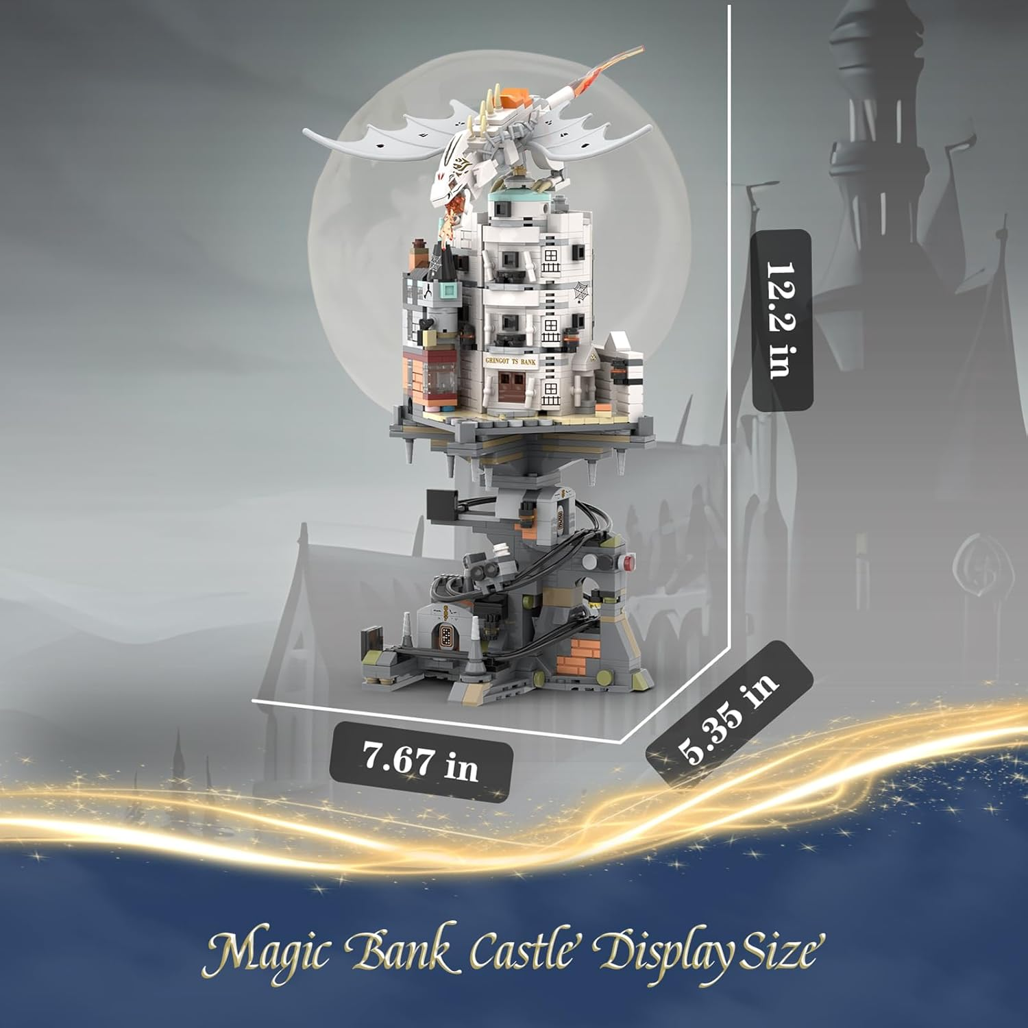 Magic Castle Wizarding Bank Building Sets with Light, Magic Architecture Model Collection Display, Compatible with Building Blocks, Ideas Gift Building Toy for Adults Boys Girls (1056 PCS) image number 2