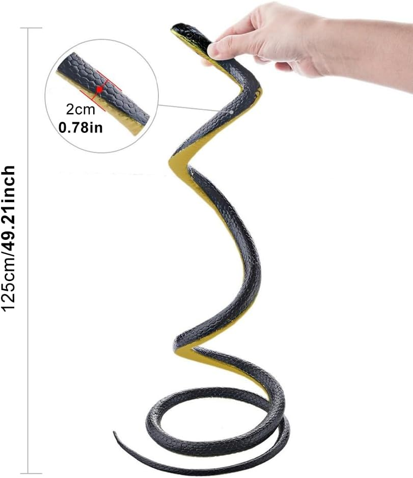 Realistic Rubber Snake Toy, 125Cm Long, Lifelike Garden Prop, Versatile Prank Tool for Parties and Festive Fun