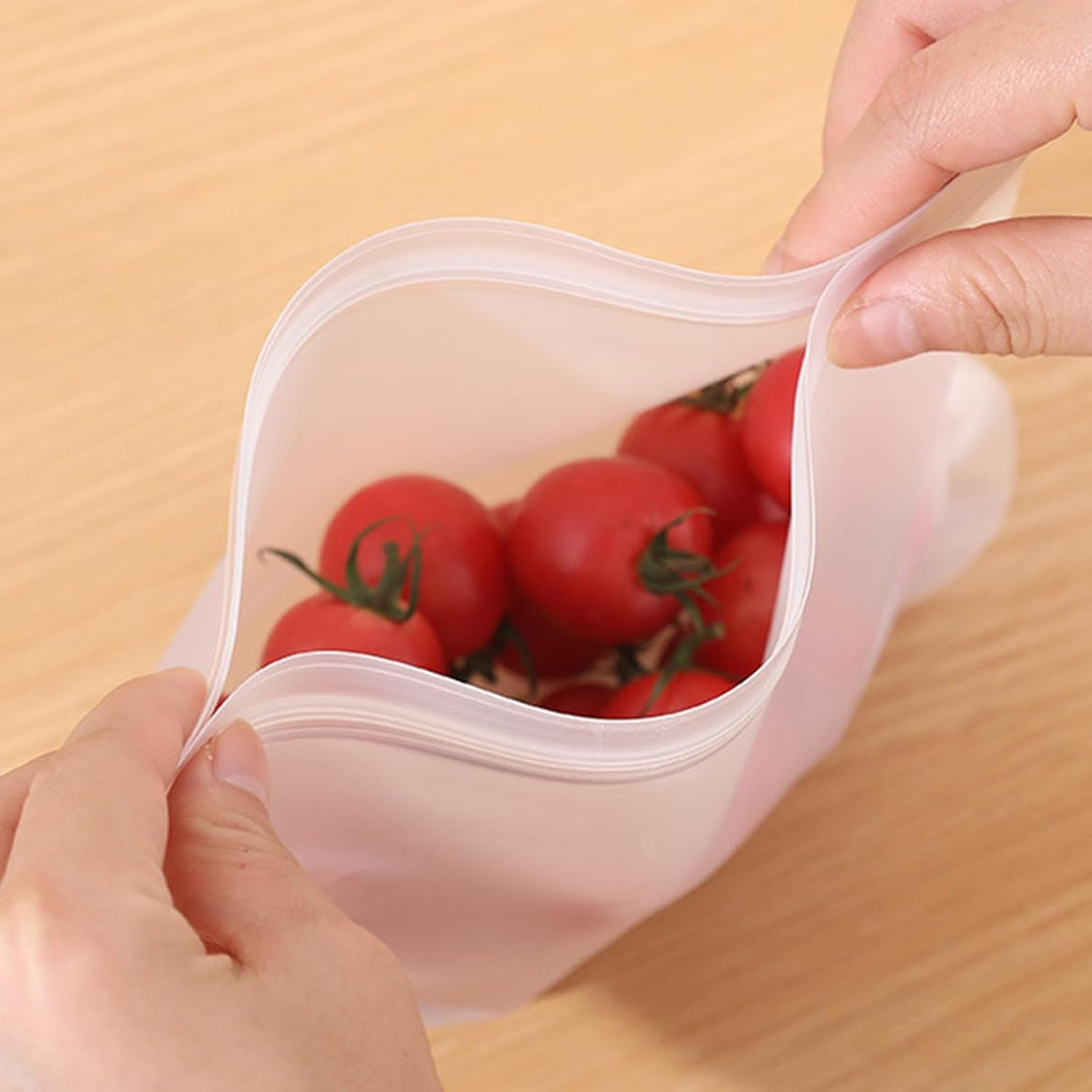 AYNKH 6 Pack Reusable Gallon Freezer Bags, 27 * 28CM/10.6 * 11Inch Extra Large Thick Ziplock Silicone Plastic Leakproof Sandwich Snack Fruits Lunch Food Storage Bags Meal Prep, Dishwasher Safe image number 5