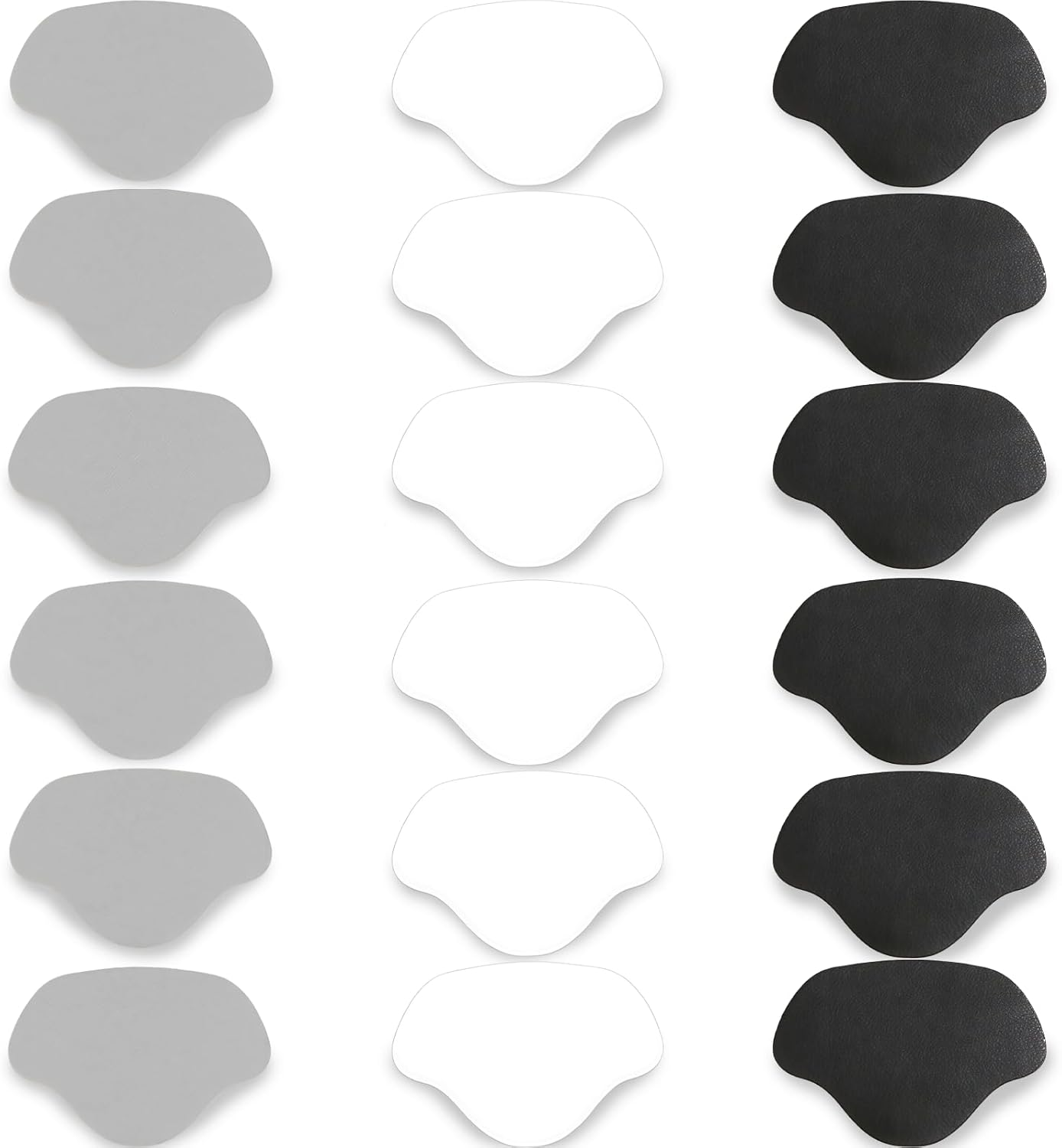 18 Pack Self-Adhesive Heel Repair Patches, Durable Leather Inserts for Hole Repair & Shoe Glue Sole Repair, Comfortable for High Heels, Sneakers, Leather Shoes (White, Gray, Black) image number 1