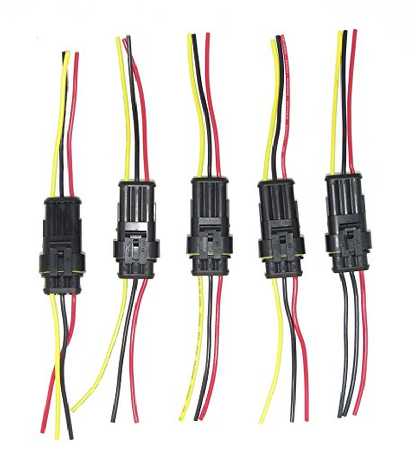 HIGHROCK 5 Kit 3 Pin Way Car Waterproof Electrical Connector Plug with Wire AWG Marine image number 1