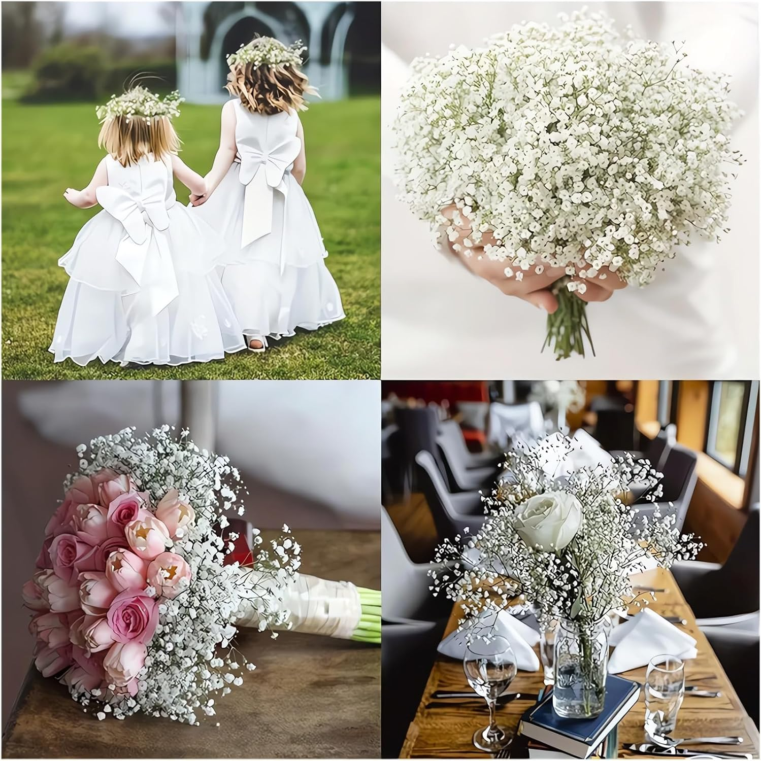 10 Bundles Artificial Flowers, Baby Breath Flowers Artificial, Real Touch, Fake Dried Gypsophila Plants for Wedding Bouquets DIY Wreath Floral Arrangement Home Party Decoration image number 1