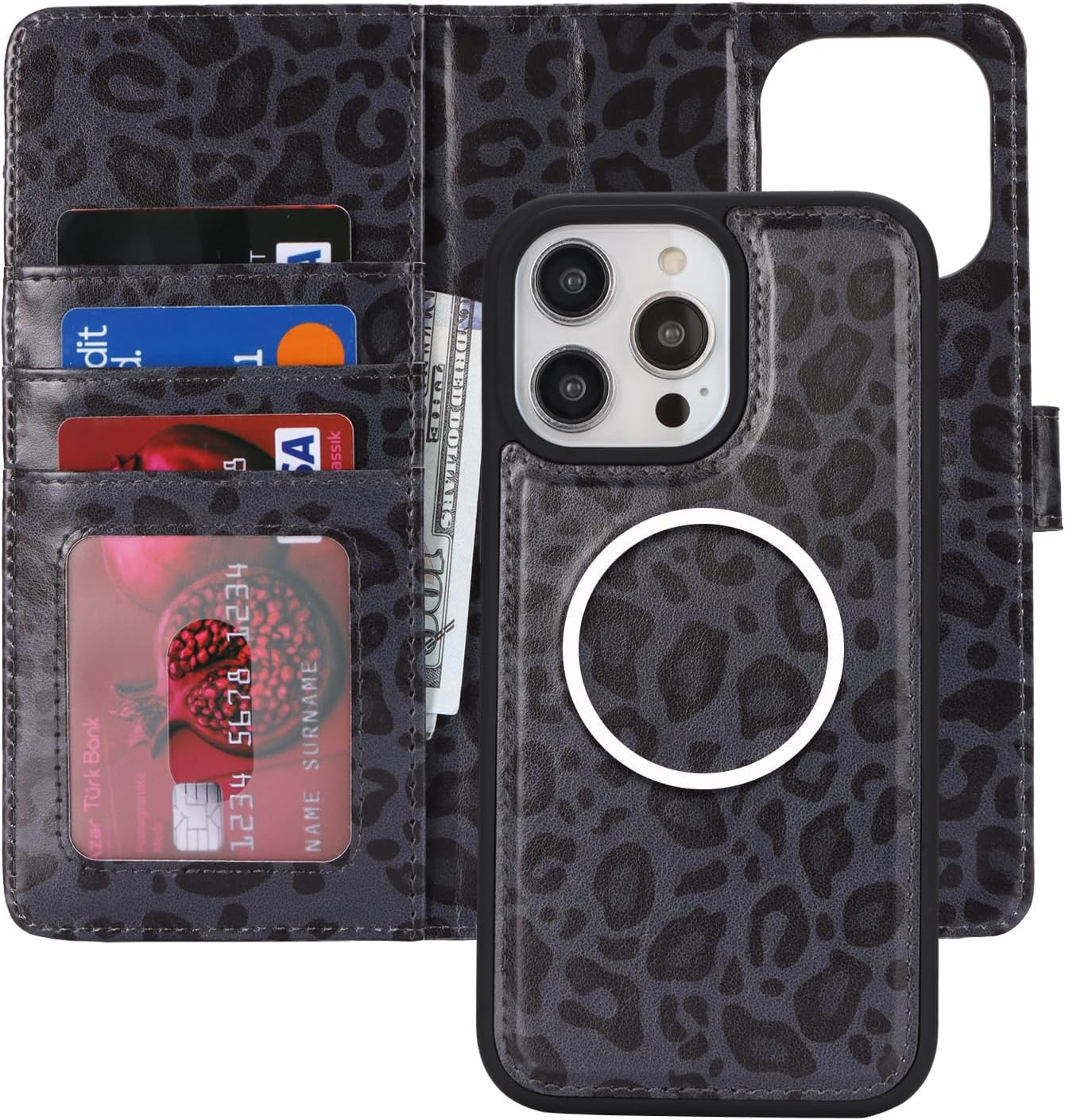 Cavor for Samsung Galaxy S25 Ultra Wallet Case Litchi Leather Case 2 in 1 Magnetic Detachable Support Magsafe Charging with Kickstand and Card Holder Flip Folio Protective Cover -Litchi Black