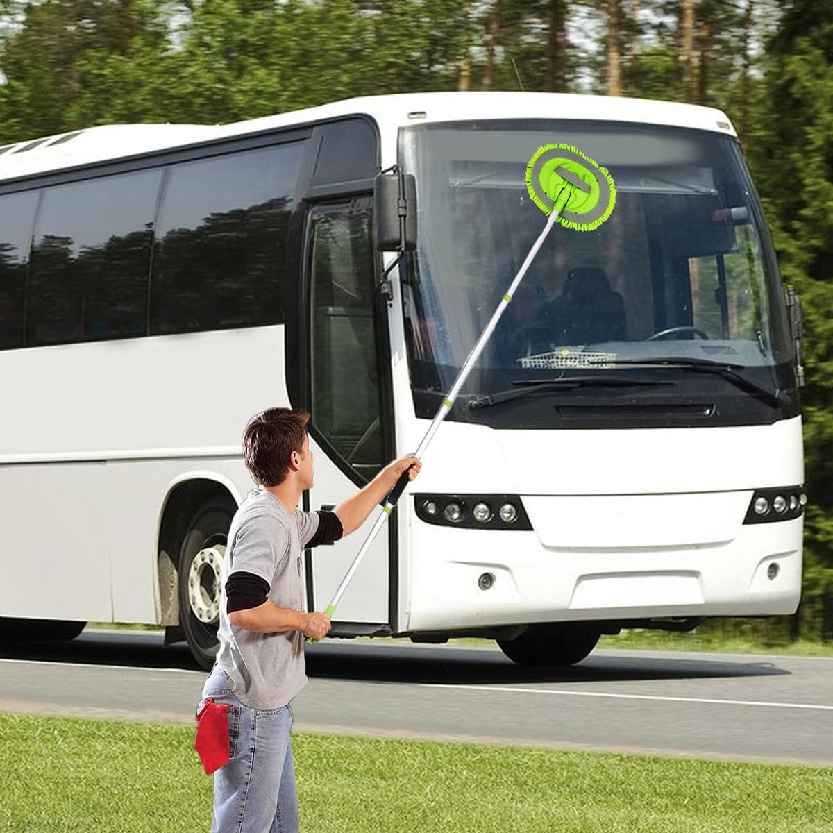 Car Wash Brush Kit Mitt Mop Sponge with Long Handle Chenille Microfiber Car Cleaning Brush Kit Supplies Car Washing Mop Kit Car Care Kit of Scratch-Free Replacement Head for Car RV Truck image number 3