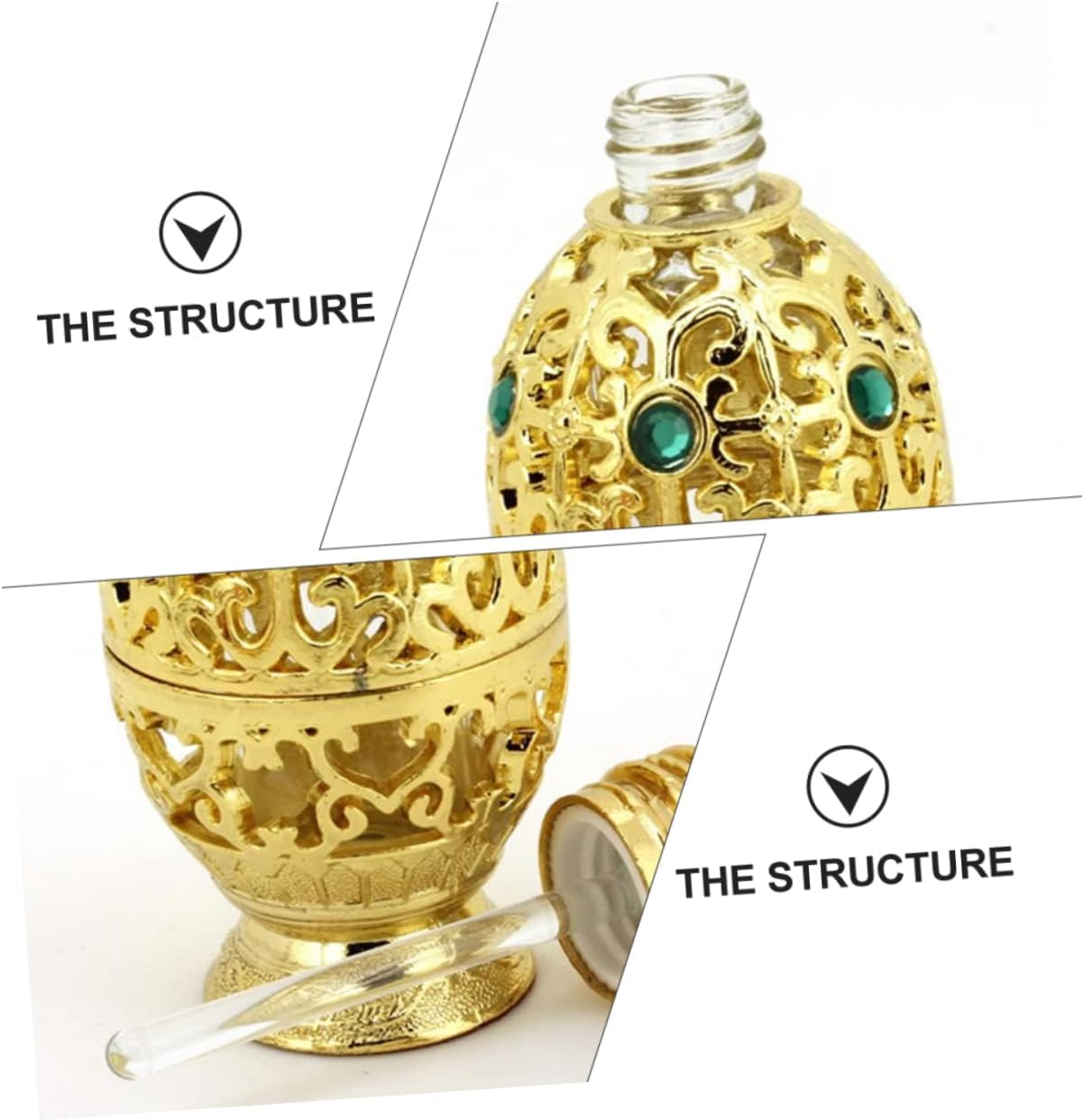 NOLITOY 2Pcs Empty Glass Bottle Luxury Essential Oil Container for Travel Perfume Sample Use image number 2