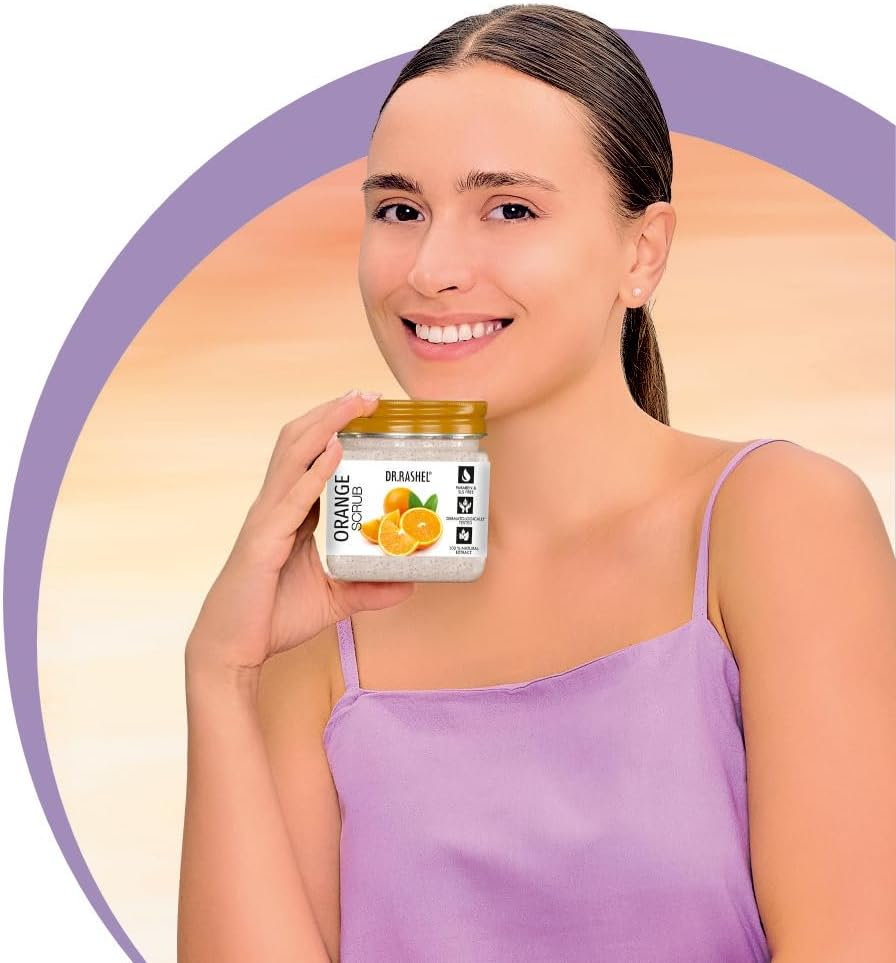 DR.RASHEL Orange Scrub for Face & Body (380 Ml) | All Skin |Cleanser Scrub for Deep Exfoliation | Dead Skin Remover Scrub | Tan Removal | Blackhead Remover Scrub image number 4