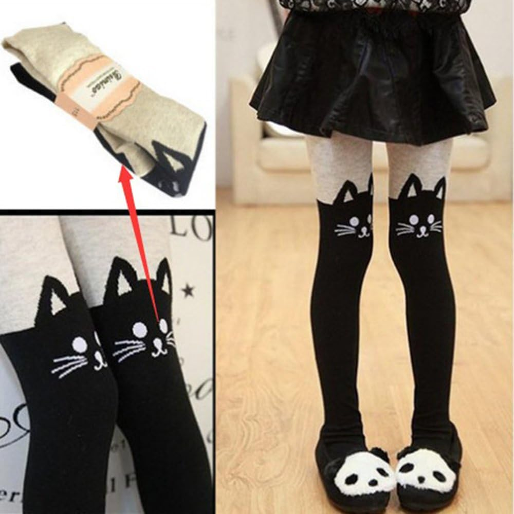 Ever Fairy Kids Girls Winter Warm Splice Thick Leggings Cotton Knitted Stitching Pantyhose Large