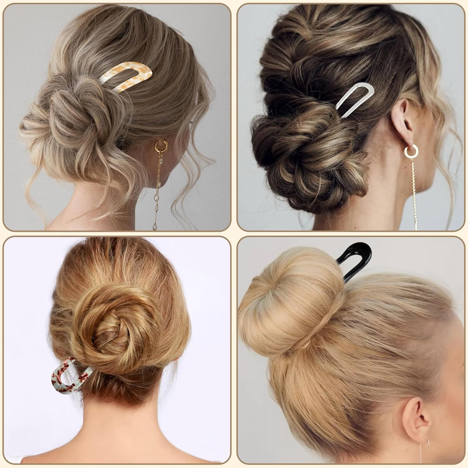 Pack of 6 U-Shaped Hair Pins, French Hair Pin, Metal Hair Pins, Large Headpiece for Women, Girls, Long Hairstyle Accessories image number 2