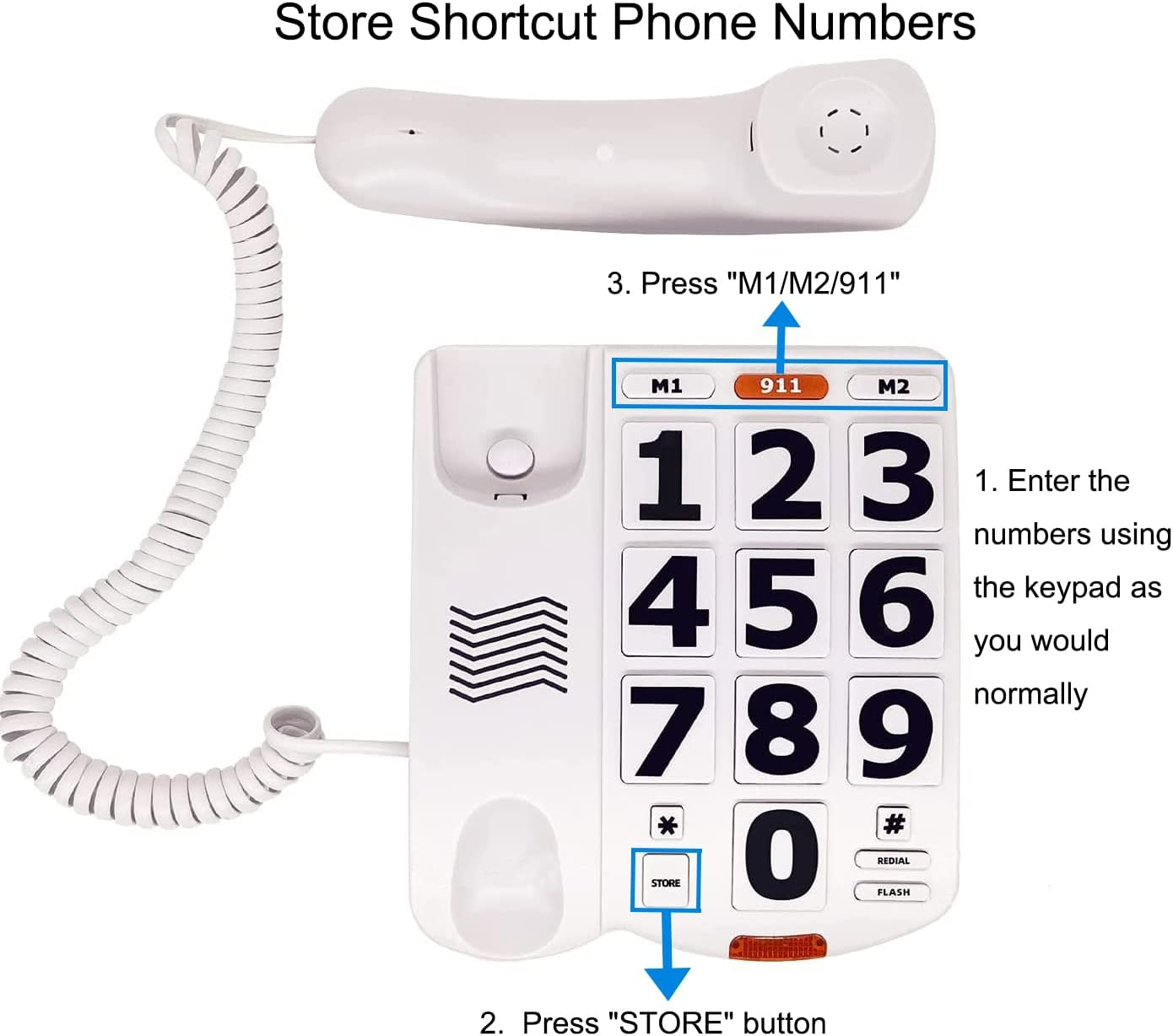 Landline Phone for Seniors, Big Button Phones for Visually Impaired Seniors, with Extra Loud Ringer, Large Easy Buttons, Emergency House Phones image number 2