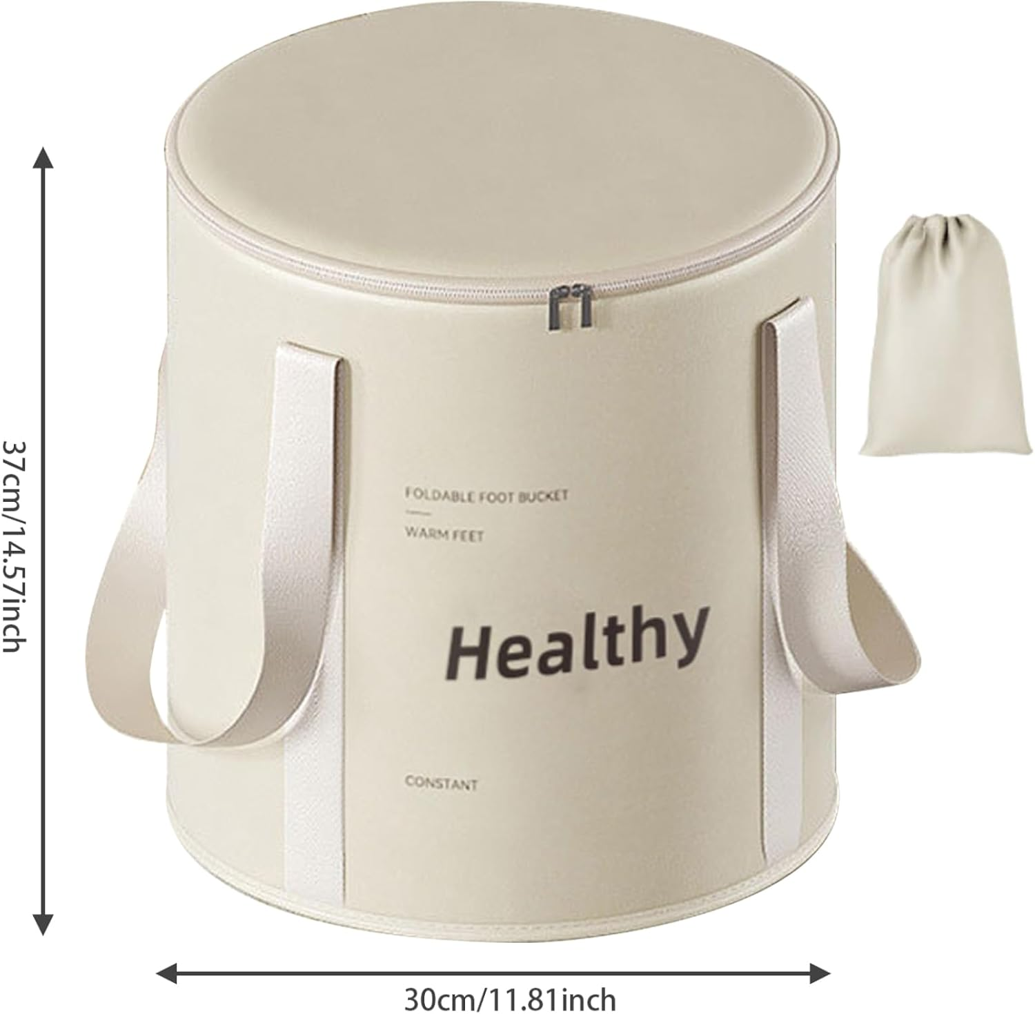 Collapsible Foot Bath with Zippered Lid Portable Foot Soaking Bucket Heat Retaining Non-Slip Foot Bath Tub Foldable Pedicure Bag for Home Outdoor,Champagne - Grey image number 3