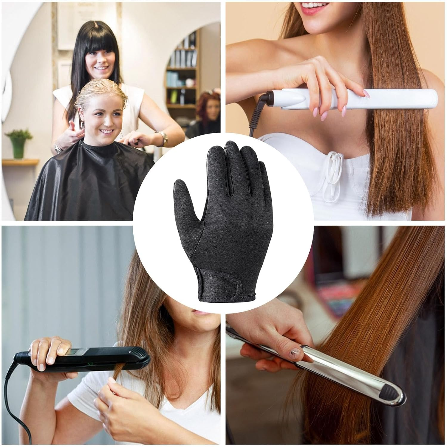 Wiroouia Gloves for Hair Styling | Professional Hand Gloves Heat Resistant 5 Fingers Heat Gloves | Reusable Glove Mitt Thick Non-Slip Household Supplies for Hair Styling