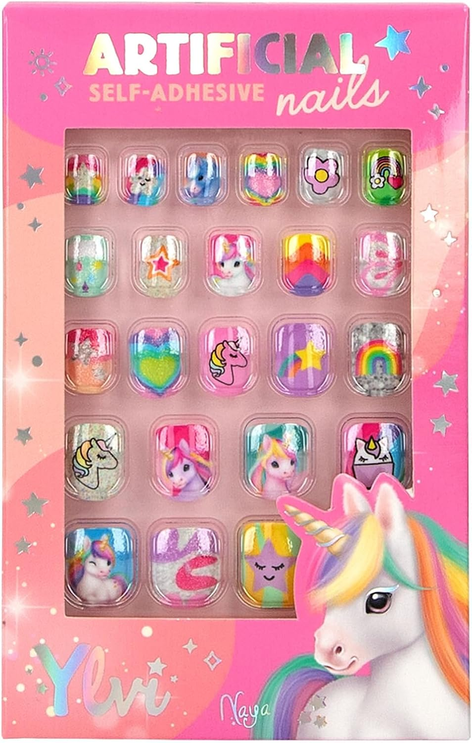 Depesche Ylvi 13656 Self-Adhesive False Nails in Colourful Designs 24 False Nails in Various Sizes