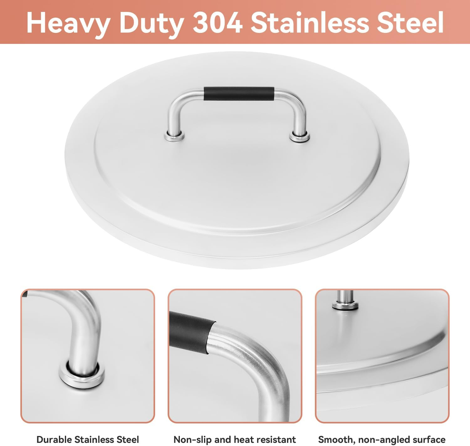 Fire Pit Lid Accessory for Solo Stove Bonfire 2.0, 19.5 Inch 304 Stainless Steel Fire Pits round Cover Lid with Heat Resistant Handle for Solo Stove Bonfire and Other 19.5" Outdoor Firepit Accessory image number 4