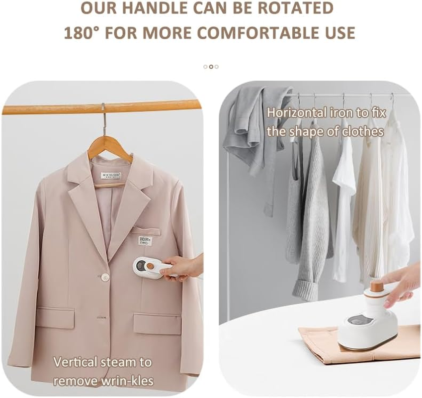Mini Foldable Garment Steamer Iron, 2-IN-1 Clothes Handheld Steamer,Clothes Iron Steam Steamer,180&deg; Rotatable Steam Iron,Portable Iron Fabric Steamer for Home Office Business Travel (White) image number 4