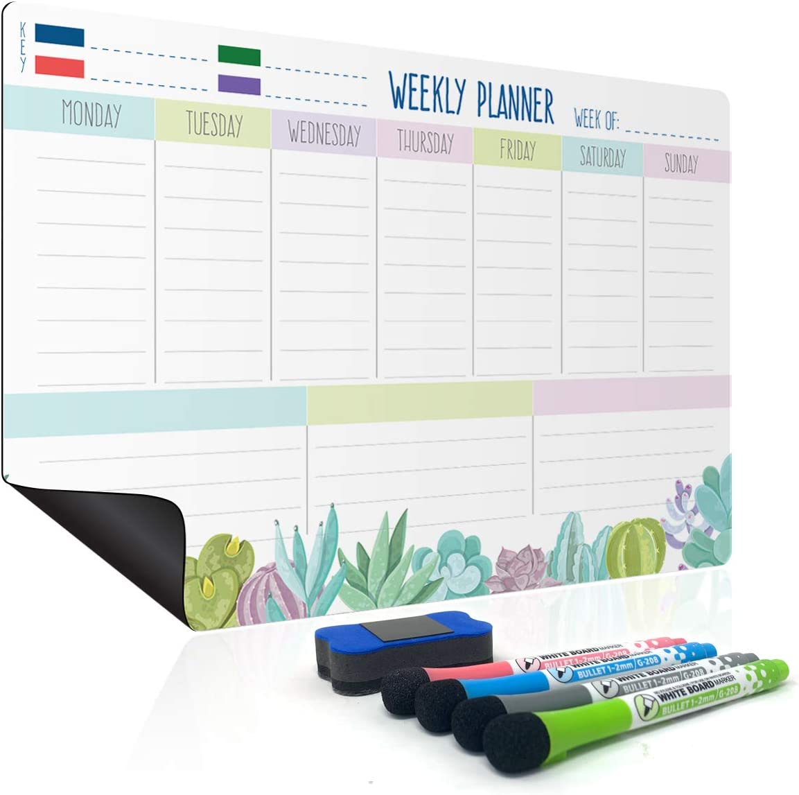 Joejis Weekly Whiteboard Planner Family Weekly Planner & Meal Planner Board Magnetic Fridge Calendar&hellip; image number 6