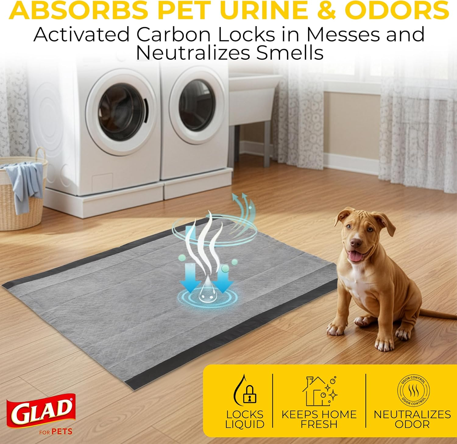 Glad for Pets Black Charcoal Puppy Pads | Puppy Potty Training Pads That Absorb & NEUTRALIZE Urine Instantly | New & Improved Quality image number 5