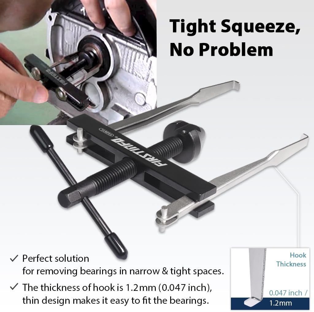 FIRSTINFO F3281C Crankshaft and Camshaft Seal Puller with 2 Pairs of Hooks (Pair of 118Mm + Pair of 73Mm) Set image number 6