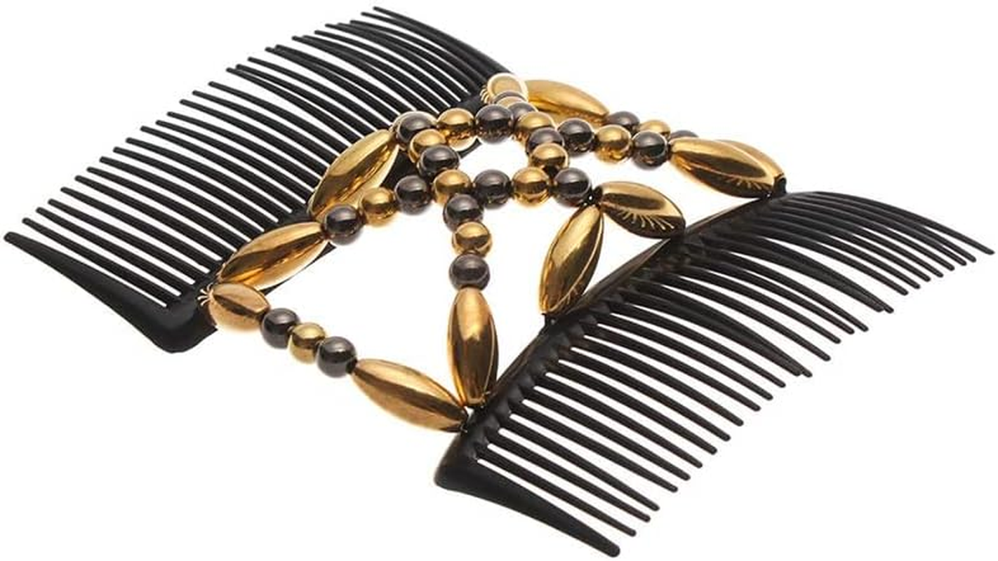 Stretch Combs Magic Hair Clips，Beaded Stretchy Easy Magic Hair Comb Elastic Double Hair Clip Hair Accessories，Perfect French Twist Holder image number 1