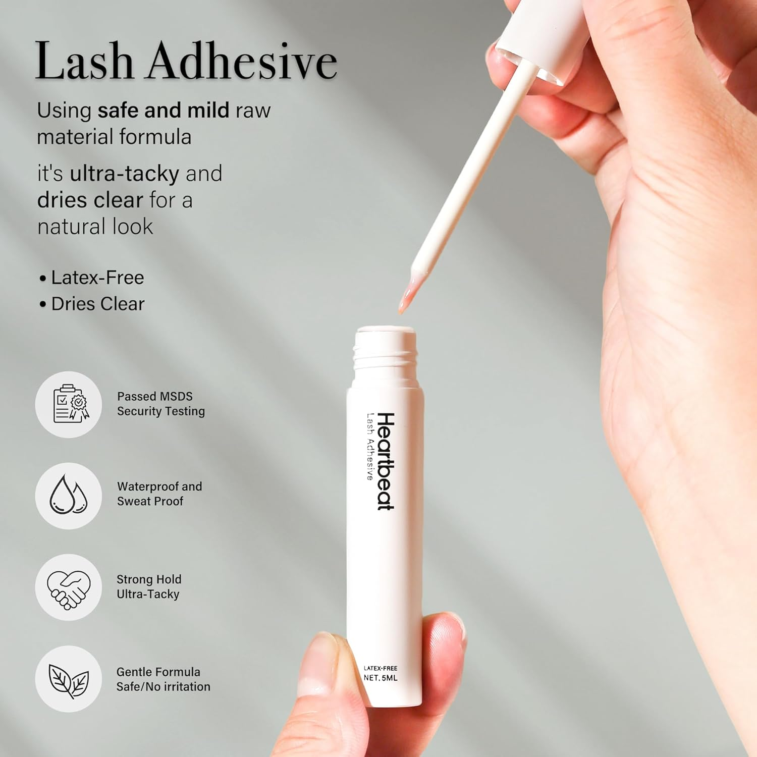 Happy Heartbeat False Eyelash Tool Kit Waterproof No Irritation Latex Free Eyelash Adhesive&Eyelash Curler&Eyelash Tweezers Professional Tool for Strip Fake Lashes and Lash Clusters (White-Kit) image number 1