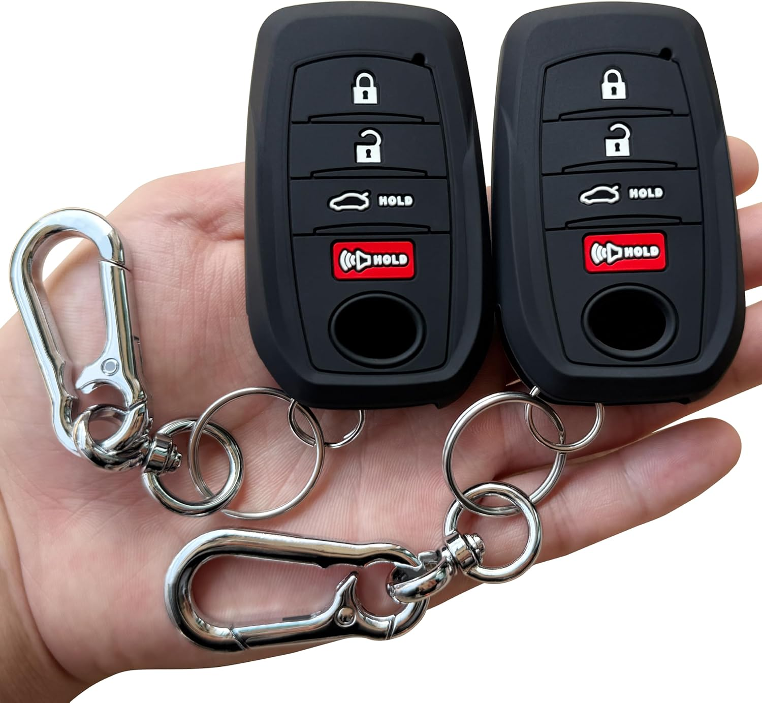 TANDRIVE Key Fob Cover for Toyota 2025 Camry and 2025 2024 2023 Corolla Crown, 4-Button, Silicone, 2-Pack, Black