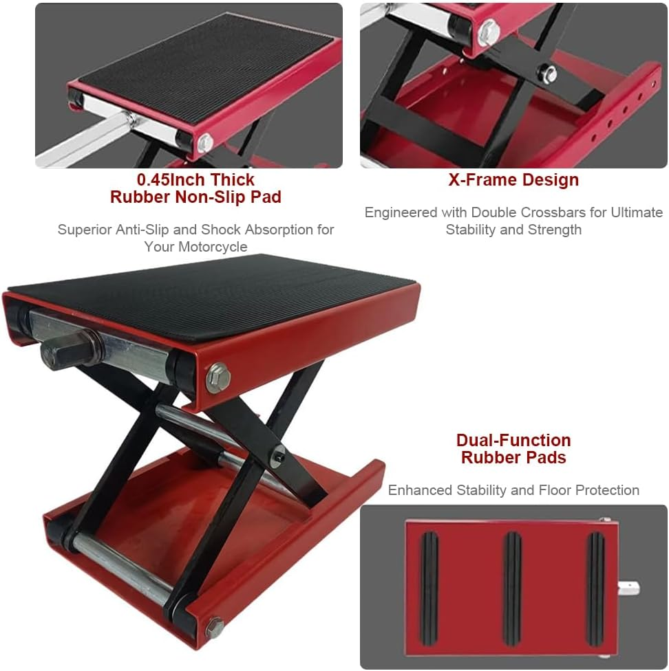 Motorcycle Lift &ndash; Heavy Duty Scissor Lift Jack for Cruiser Bikes Maintenance with Crank, 500Kg Capacity Steel Motorcycle Jack & Hoist Stand, Compact & Stable Scissor Lift for Garage & Workshop image number 5