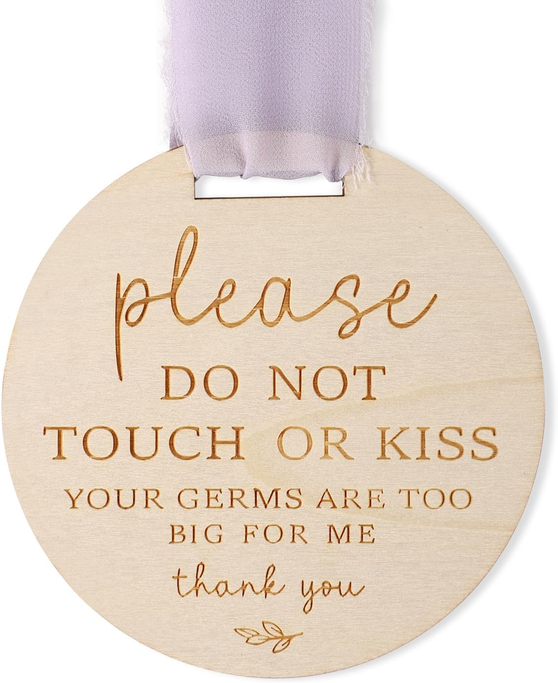 Please Do Not Touch or Kiss Baby Sign, Wooden Don'T Touch Baby Sign for Car Seat Baby Stroller Tag with Ribbon No Touching Baby Signage for Baby Newborn image number 3