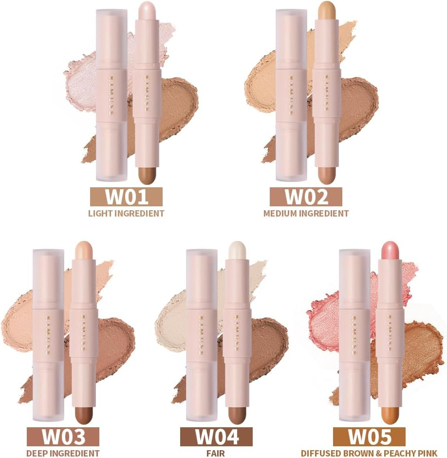 KIMUSE Dual Cream Contour Stick, 2 in 1 Contouring & Highlight Stick, Long Lasting, Smooth Easy to Blend Formula Face Contour Makeup image number 2