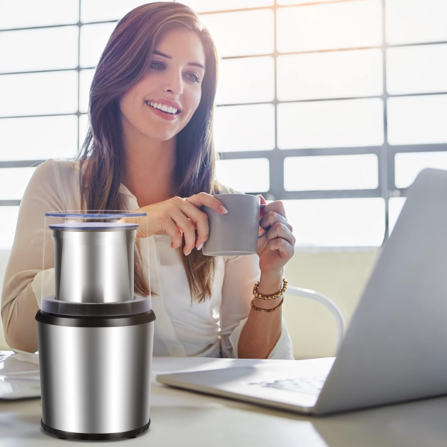 Coffee Grinder, Detachable Electric Spice Grinder with Removable Cup for Seeds, Nuts, Grains image number 4