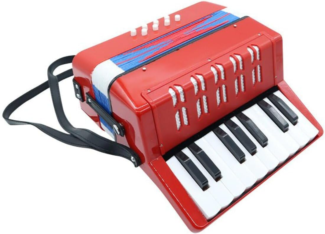 17 Key Piano Accordion 8 Bass Pads Key of C 24X10Cm UC104 Red