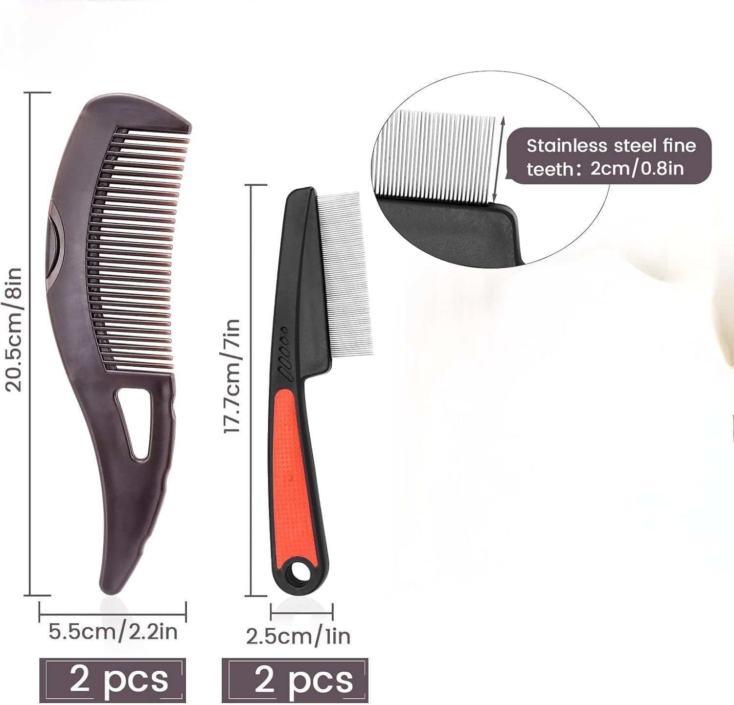 Dandruff Comb, Stainless Steel Fine Tooth Scalp Psoriasis & Lice Remover Comb, Detoxing Hairbrush for Scalp Massage - for Women, Men, and Kids image number 1