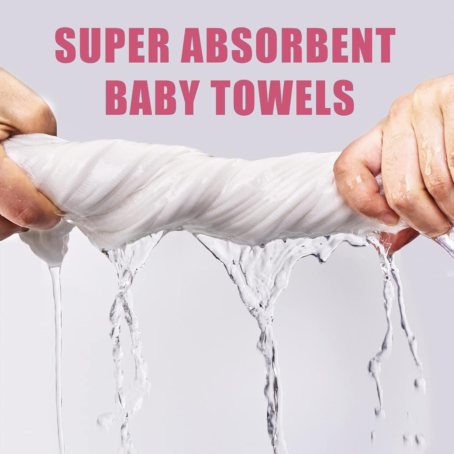 Winreal Muslin Baby Bath Towels Set 3 Pack Ultra Soft and Absorbent Baby Towels Infant Toddler Blanket Towel 6-Layer Natural Cotton Towel Suitable for Girl Boy 40X40 Inches (White&Pink&Grey) image number 4