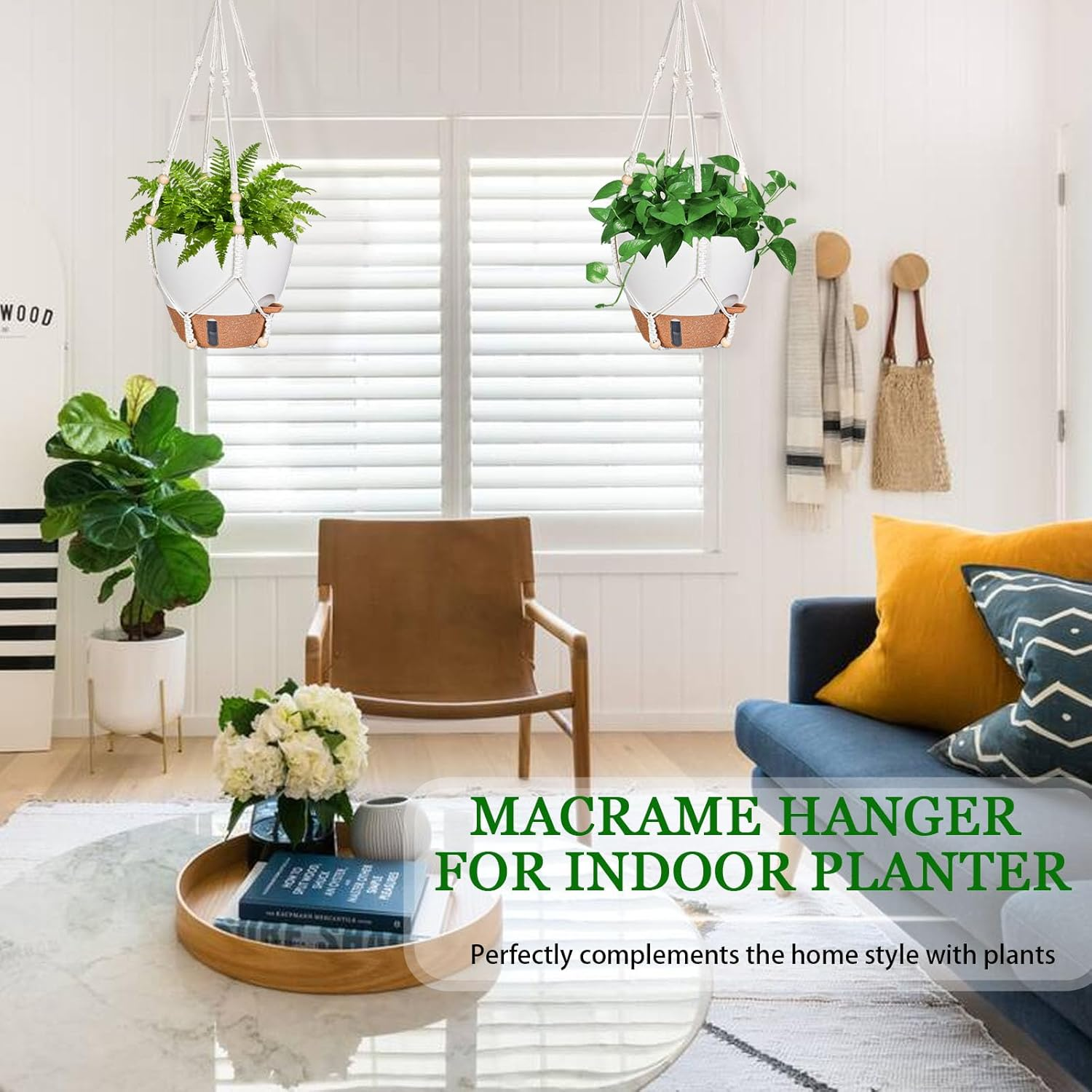 10 Inch Hanging Planters for Indoor Plants & Outdoor - 2 Pack Self-Watering Hanging Pots with Drainage Holes, Visual Reservoir, 2 Hangers - Self-Watering Hanging Baskets Flower Pots image number 3