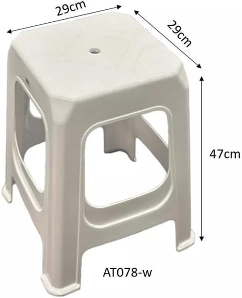 2Pcs 47Cm / 31Cm Height Plastic Stacking Stool Outdoor Indoor Stool &Chair Kitchen Dining Garden Audult/Kid Party Fishing Light Heavy Duty (47Cm White) - 31Cm Pink image number 2