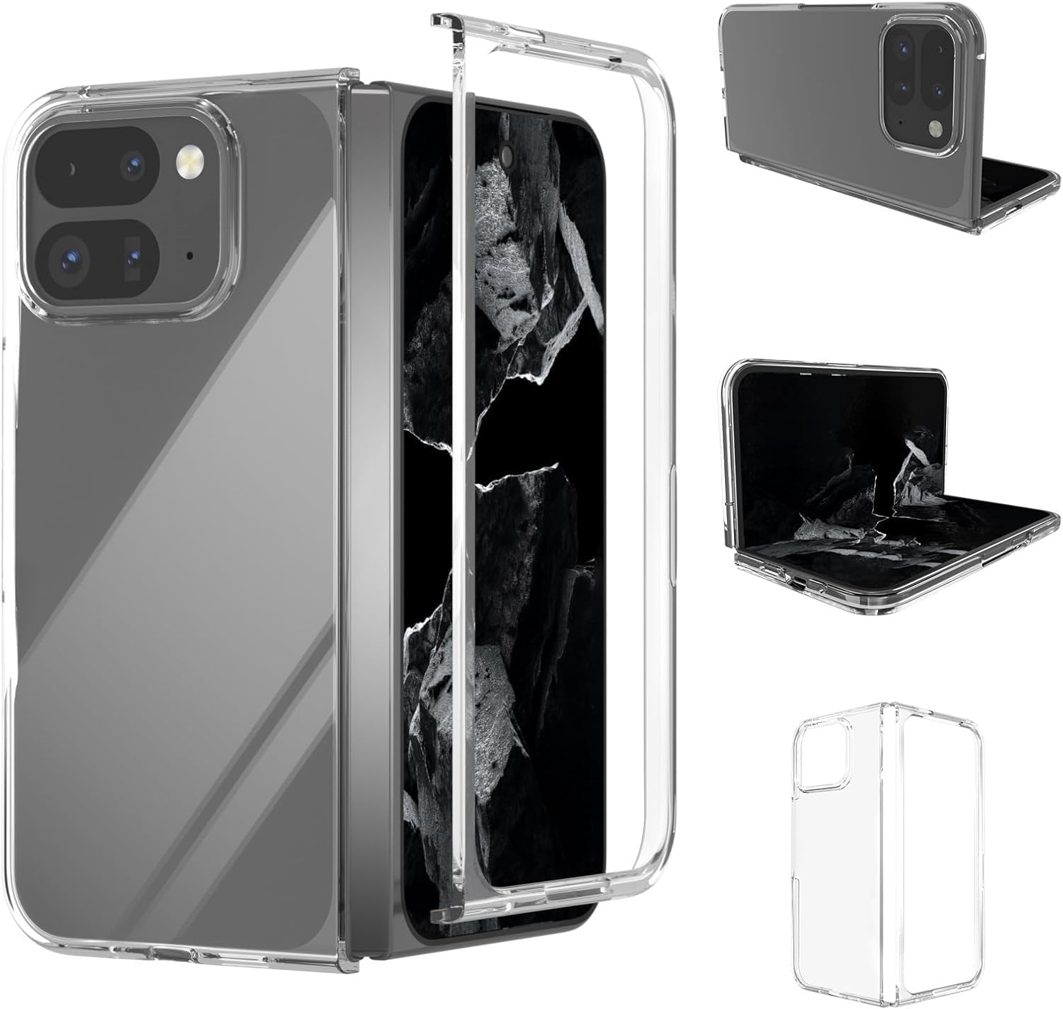 T Tersely Clear Case Cover for Google Pixel 9 Pro Fold (2024), Slim Fit PC Hard Back, Ultra Clear, Shockproof Crystal Protection, [Anti-Yellowing] image number 1