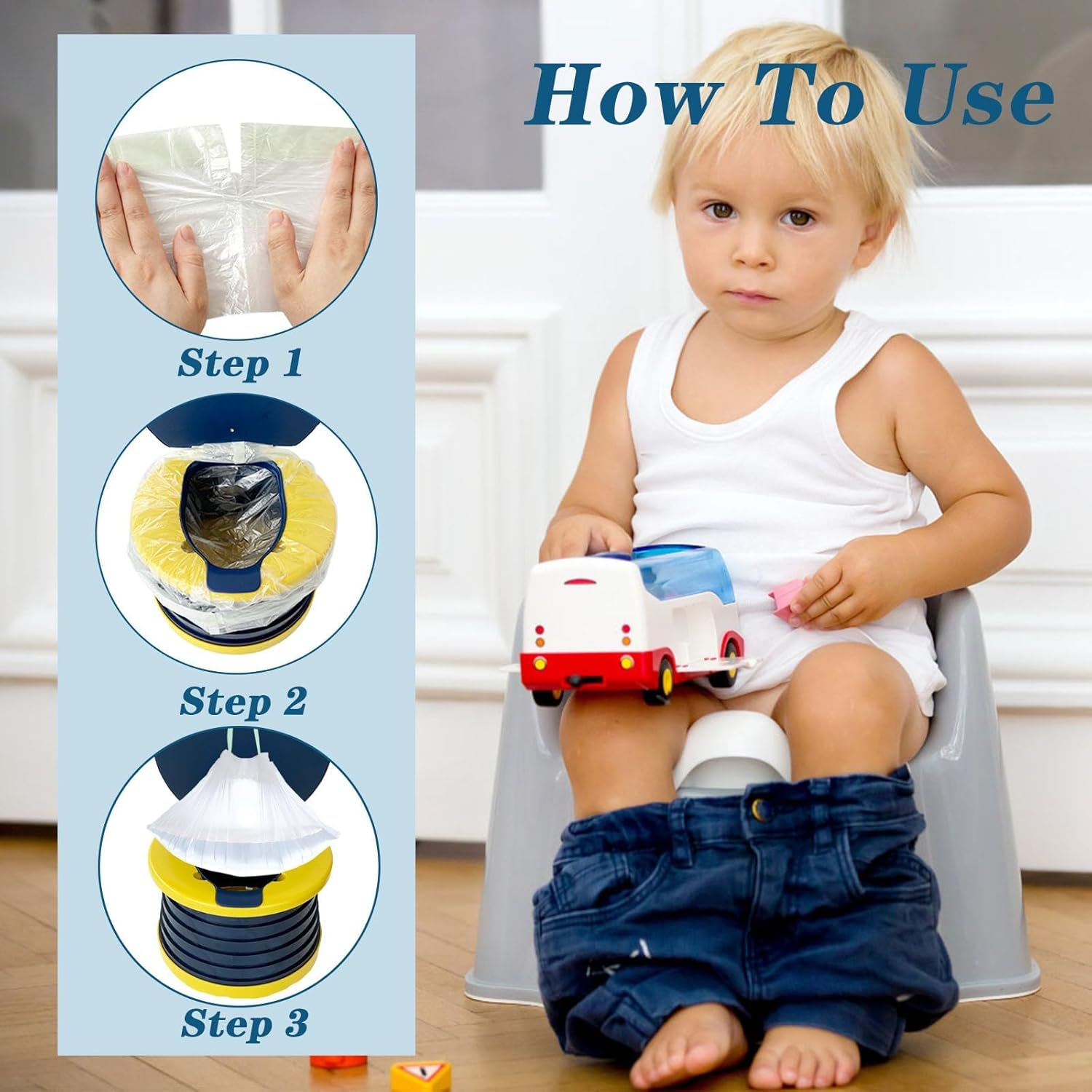 200 PCS Portable Potty Chair Liners with Drawstring,Disposable Training Toilet Seat Potty Bags for Kids Toddler Pet Outdoors 17.3X9.4 Inch Toilet Seat Cleaning Bag (200)