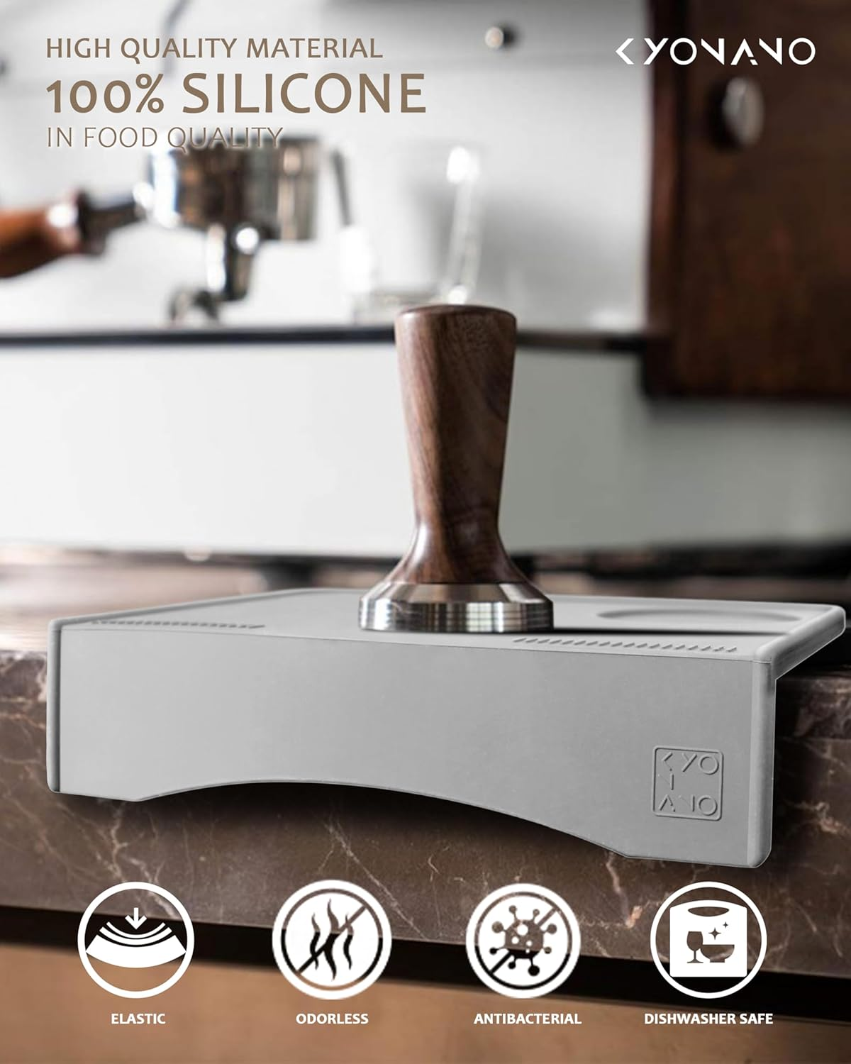 KYONANO Coffee Tamper Mat - Food Safe Silicone Expresso Tamping Mat - Espresso Accessories for Barista, Home Coffee Bar, Kitchen Office Bar Worktop