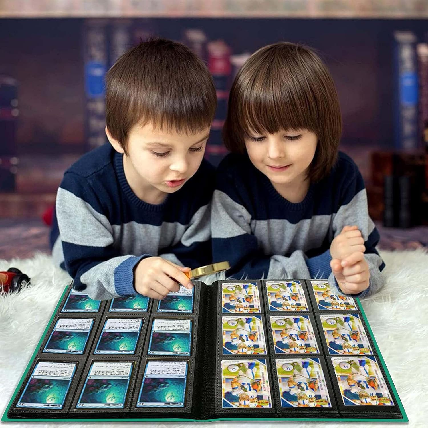 Trading Card Binder Holder, Sports Card Album with Card Sleeves, Book Protection Trading Cards - 9 Pocket - Put up to 360 Cards(Green) image number 2