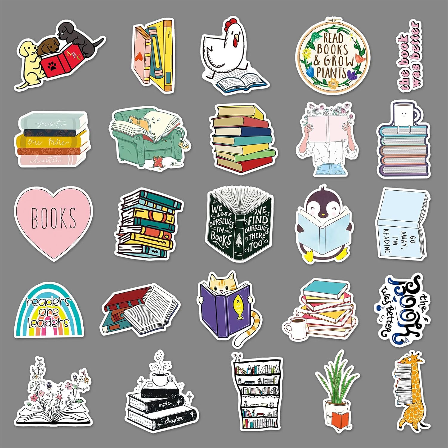Reading Stickers 50Pcs Funny Inspirational Book Stickers for Water Bottle Laptop Scrapbooking Journal Luggage Skateboard Computer,Vinyl Waterproof Reading Lovers Decals for Teens Kids Students image number 3