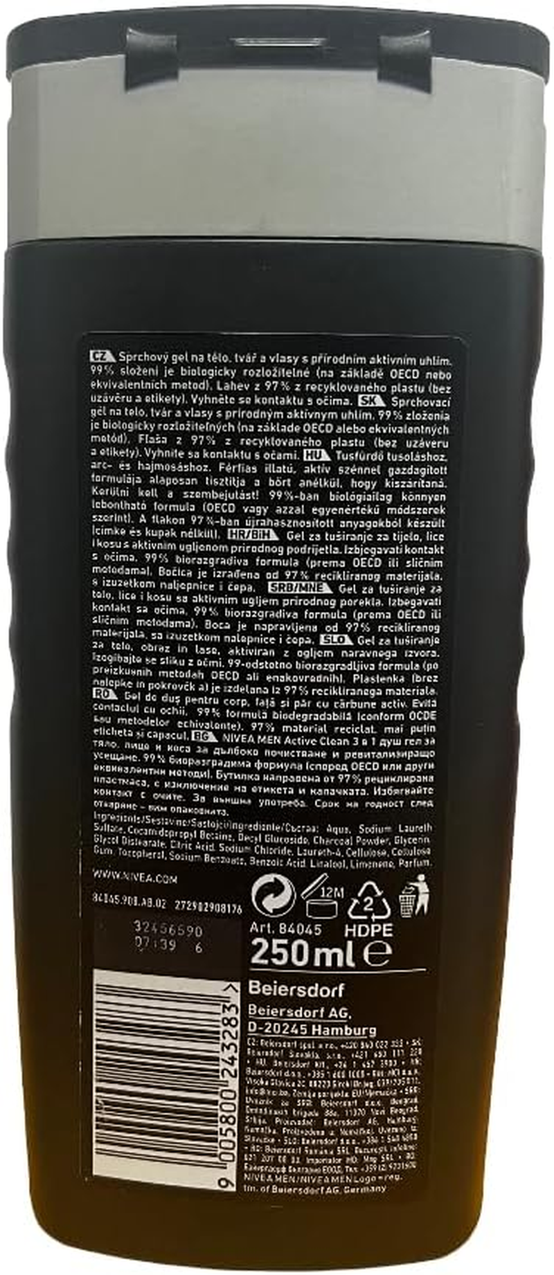 NIVEA Men Active Clean Shower Gel 250 Ml Pack of 4 image number 3