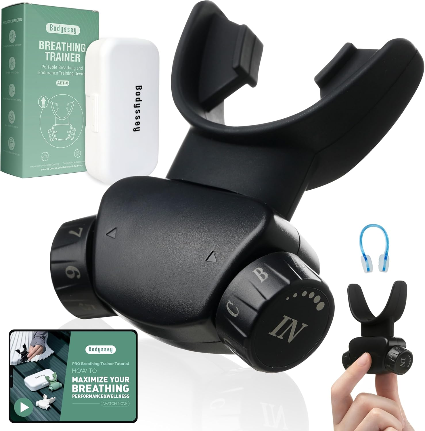 Adjustable Respiratory Trainer, Handheld Breathing Exercise Device with Dual Mouthpieces, Independent Resistance Settings for Enhanced Breathing Techniques image number 1