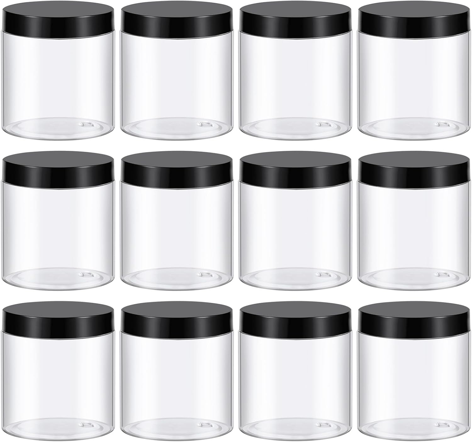 TUZAZO 8 Oz Plastic Containers with Lids and Labels BPA Free, Tuzazo Clear Empty Refillable Plastic Jars for Cosmetics, Lotions, Body Butters, Bath Salt & Beauty Products(12 Pack), Clear, 8 Oz image number 4