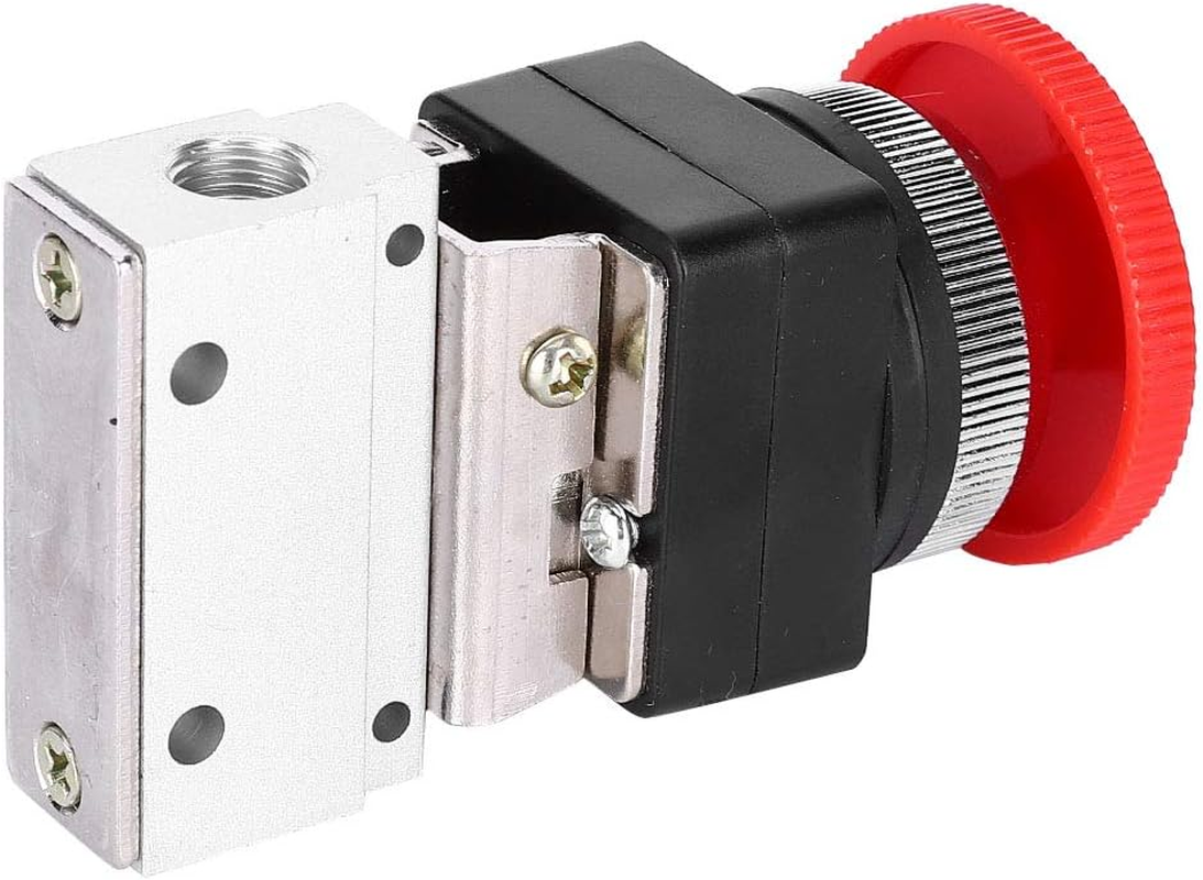 Spacnana G1/8 Pneumatic Mechanical Valve, Red Mushroom Push Button Switch, Lightweight and Durable, Aluminum Alloy Valve Body, Applicable for Mechanical Equipment, image number 5